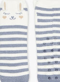 Calcetines de rayas y dibujo de conejo azul grisáceo y blanco roto DIACHOSETTE / 22H4PFY1SOAC206
