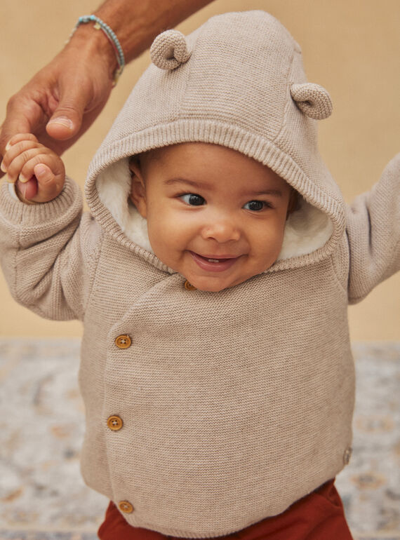 Chaqueta con capucha beige de punto GOERY / 23H0CML1VESI812