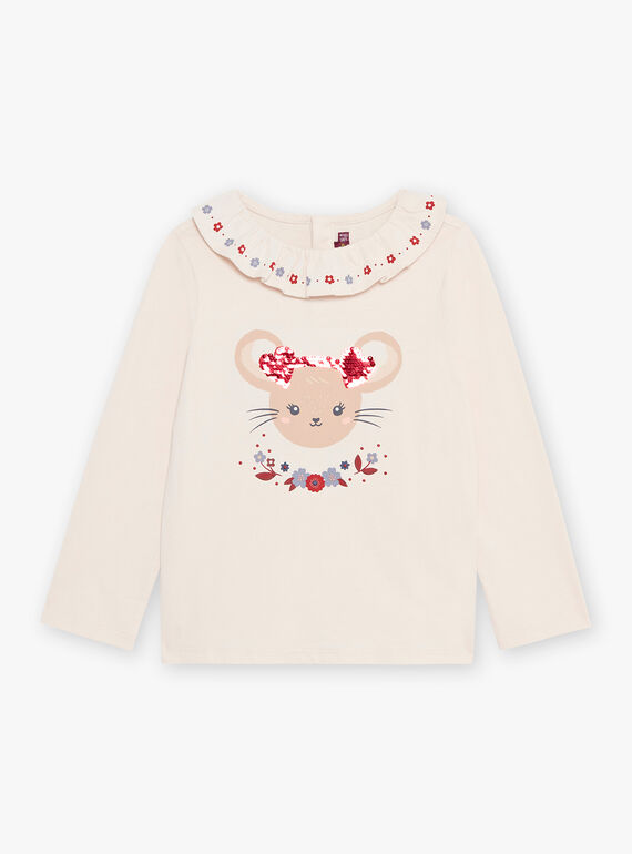 Camiseta beige de manga larga y con estampado de cara de ratón DRITIMETTE / 22H2PFX2TML808