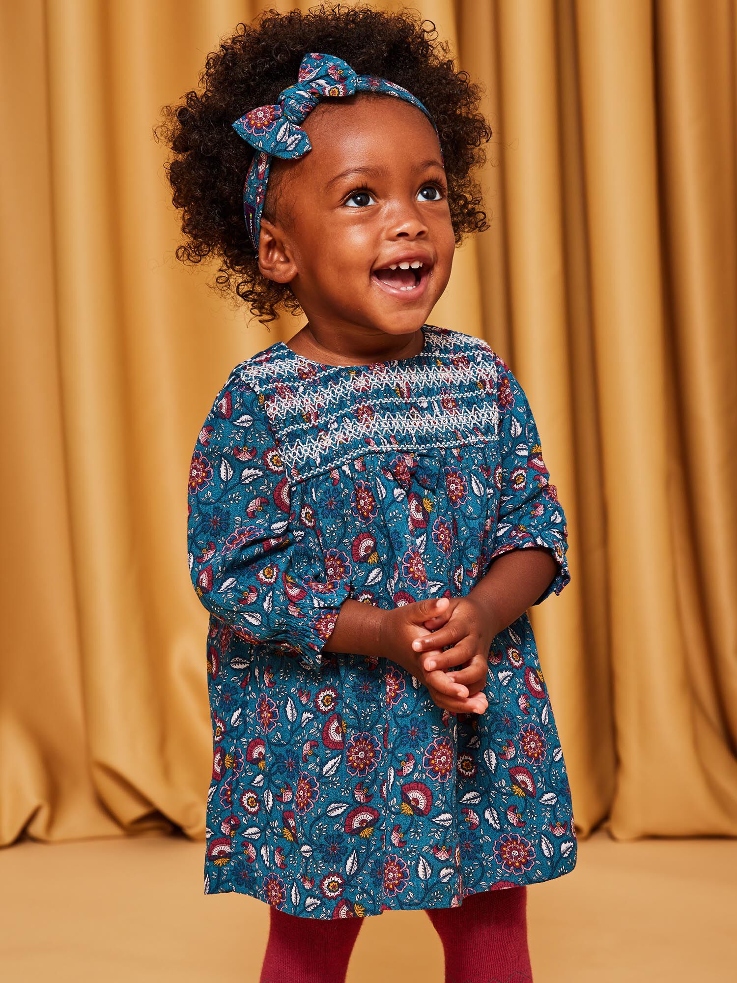 Vestido azul pato con estampado floral