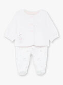 Conjunto de cárdigan de terciopelo de fantasía y pantalón de tubo de color crudo para bebé niña ZOLOUNA / 21E0NFG2ENS000