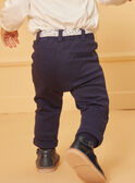 Pantalón azul marino con cinturón de estampado de flores LACLARA / 24H1BFJ1PAN070