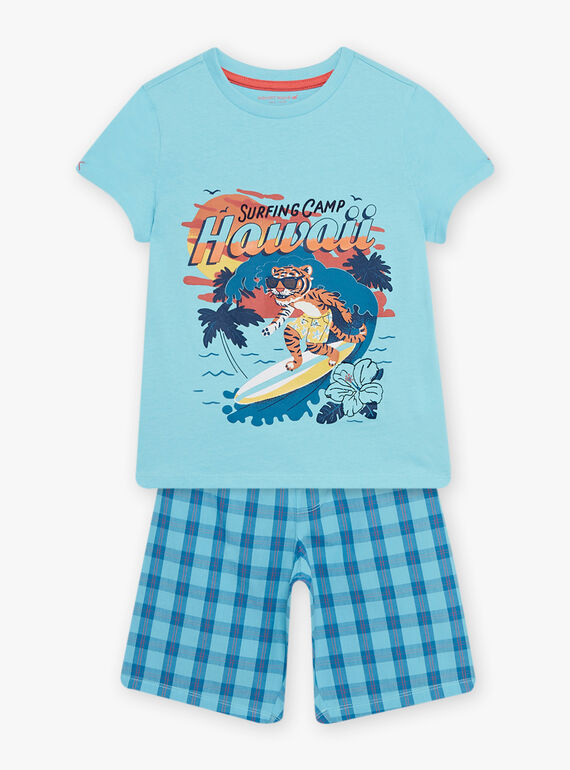 Pijama azul turquesa con estampado de surf para niño CAWAIAGE / 22E5PG55PYJC216