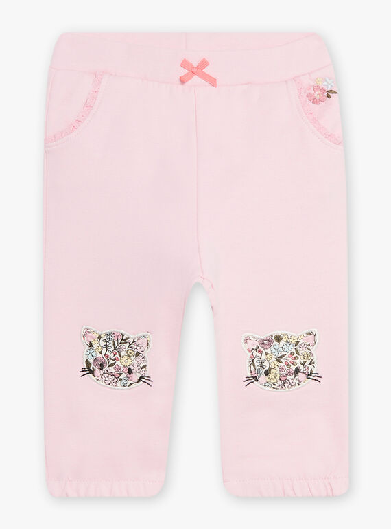 Pantalón de chándal de color rosa algodón de azúcar para bebé niña CADALICE / 22E1BFB1JGBD315