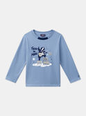 Camiseta de punto azul cielo con imagen de tejón guitarrista LETICHAGE / 24H3PGJ1TMLC236