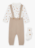 Pantalón, body y calcetines de color beige y blanco LONDON / 24H0CM11ENS007