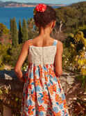 Vestido crudo con estampado de flor azul y naranja KLOCROETTE / 24E2PFS1RBS001
