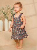 Vestido azul marino de popelina con estampado de flores y peces multicolores KAZAZIE / 24E1BFS2ROB718