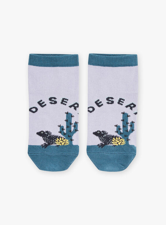 Calcetines cortos de color lila y azul pato con estampado jacquard de desierto FLANAGE / 23E4PGO1SOBH700