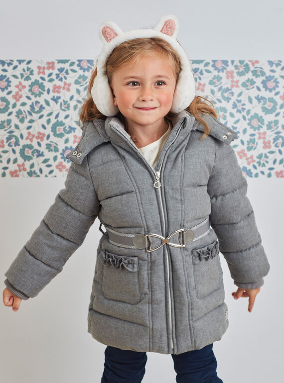 Anorak gris ratón con capucha para niña BLOZIKETTE / 21H2PFE3D3E904