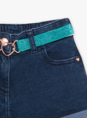 Short vaquero oscuro y cinturón con brillo para niña CAUJENETTE 1 / 22E2PFT2SHOK005