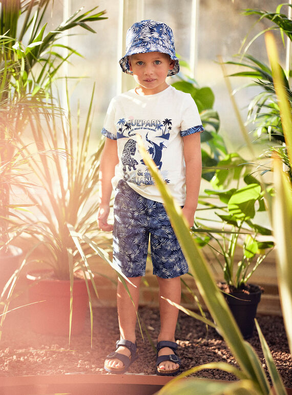 Bermudas de color azul con estampado de hojas para niño CIPOPAGE / 22E3PGK2BERC211