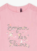 Camiseta rosa bordada con texto floral de fantasía para niña CETIETTE / 22E2PFB1TMC305