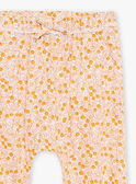 Pantalón de color crudo y naranja de popelina con estampado de hojas y frutas FAULINE / 23E1BFP1PAN001