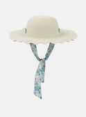 Sombrero de Paja con Cinta Estampada Floral Arena 