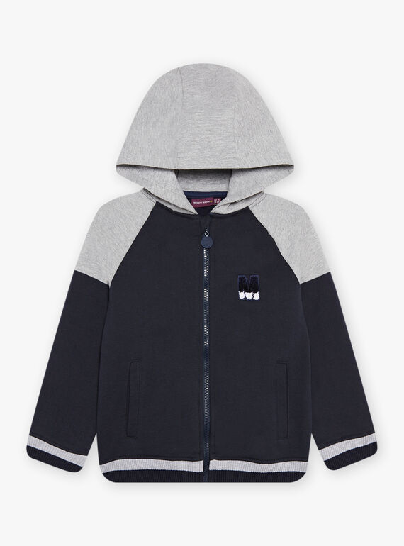 Chaqueta de chándal azul noche y gris jaspeado de baloncesto DIBAGE2 A SUPP / 22H3PGL2JGH705