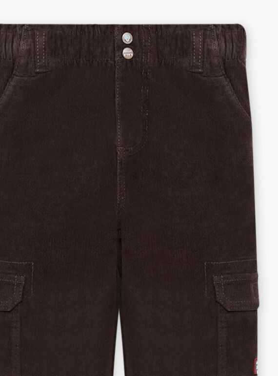 Pantalón negro de terciopelo con múltiples bolsillos para niño BOROAGE / 21H3PGO2PAN814