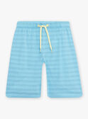 Pijama amarillo flúor y azul con estampado de cocodrilo en la playa para niño CAPLAGE / 22E5PG51PYJB113