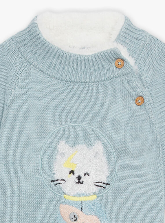 Jersey tricotado de color turquesa DAUGO / 22H1BGZ2PUL219