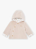 Chaqueta de nacimiento beige de terciopelo con capucha LOAC / 24H0CM11VES007