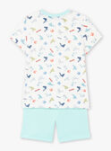 Conjunto de playa de color crudo y celeste, de camiseta y short para niño ZIPALAGE4 / 21E3PGQ3ENS001