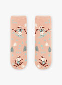 Calcetines de color rosa antideslizantes con estampado de esquí en la montaña para niña BLATUETTE / 21H4PFO1SOA318