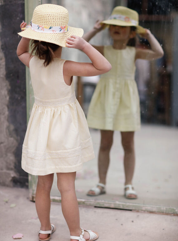 Vestido de rayas de color amarillo limón, para niña ZIRAYETTE / 21E2PFO2CHSB104