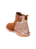 Botines de piel vuelta de color camel con brillo para niña BECHELETTE / 21F10PF43D0D804