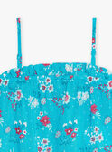 Camiseta de tirantes azul turquesa con estampado de flor y tortugas para niña CAUDEBETTE 2 / 22E2PFT2DEB202