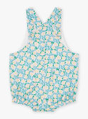 Pantalón corto con peto de color crudo y azul con estampado de flores LAAMELIE / 24H1BFI1SAL001