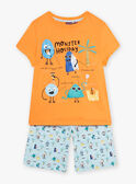 Pijama naranja y azul con estampado de monstruos para niño CAMONAGE / 22E5PG56PYJ400