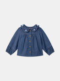Camisa vaquera de color azul con cuello avolantado LACARINE / 24H1BFJ1CHEP274