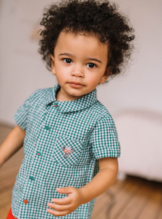 Camisa con estampado vichy verde y blanco para bebé niño CATARCEL / 22E1BGM1CHMG627