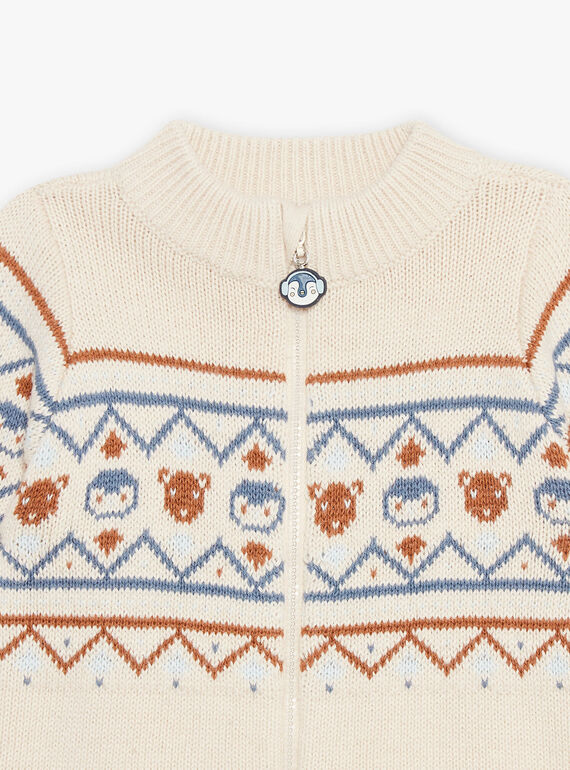 Cárdigan beige de punto y jacquard de animales y estampado de fantasía DASICHARD / 22H1BGY1GILA001