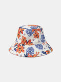 Gorro bucket con estampado de flores tropicales naranjas y azules KLOBOBETTE / 24E4PFS1CHA001