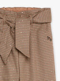 Pantalón marrón de twill con estampado de pata de gallo GLIPAETTE / 23H2PFR1PANI820