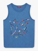Camiseta de tirantes azul con estampado de fantasía y tiburones para niño CYDEBAGE1 / 22E3PGT1DEBC240