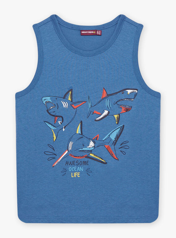 Camiseta de tirantes azul con estampado de fantasía y tiburones para niño CYDEBAGE1 / 22E3PGT1DEBC240