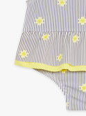 Bañador azul marino y amarillo con estampado de rayas y soles FITINA / 23E4BFM2MAIA001