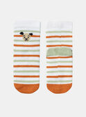 Calcetines de color verde arcilla, naranja y blanco roto con estampado de rayas KAAMI / 24E4BG34SOQA001