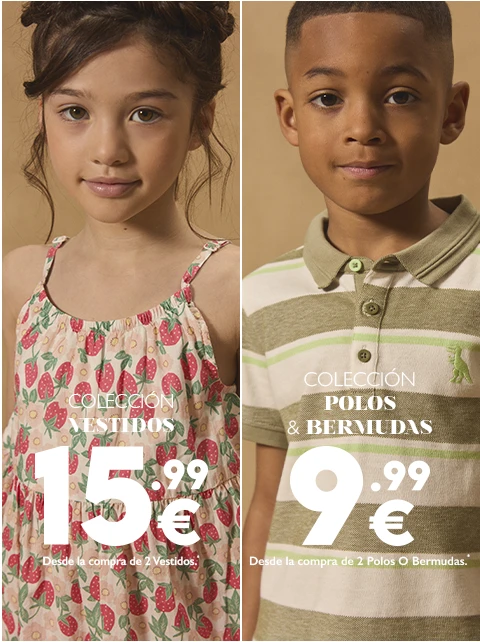 Sergent Major : coleccion vestidos : 15.99€ desde la compra de 2 vestidos y coleccion polos & bermudas : 9.99€ desde la compra de 2 polos o bermudas